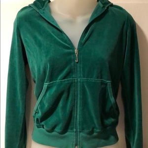 Juicy Couture Velour Hunter Green Zip Up Hoodie M